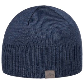 LIERYS Fine Rip Men's Merino Beanie Hat - Hat Made in Germany - Beanie Made of Merino Wool - Winter Hat with Fleece Lining - Knitted Hat Autumn/Winter - Wool Hat, denim
