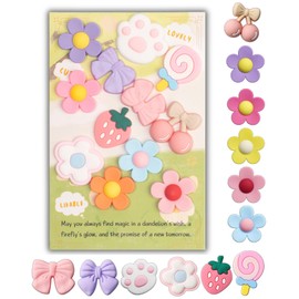 COYWX Cute Shoe Charms for Girls & Women, Colourful Aesthetic DIY Accessories with Bowknot, Flower, Strawberry, Cherry for Party, Travel, Birthday Gifts