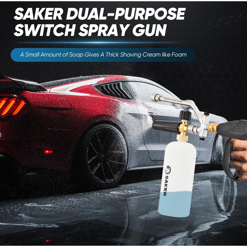 Saker Foam Cannon Dual Connector Accessory, Dual-Purpose Switch Spray Gun,Foam