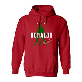 LES TRICOT Portugal Football Air Ronaldo 2022 World Soccer Fan Unisex Hooded Sweatshirt (Red, Medium)