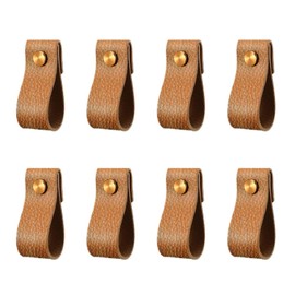 8 PCS Leather Drawer Pulls, Handmade Leather Soft Knob for Dresser Drawers Cabinet Leather Pulls Upgrade The Look of Furniture, Perfect Replacement of Metal Soft Drawer Cabinet (Brown)