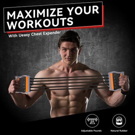 Adjustable Chest Expander with 5 Removable Tubes Resistance Bands for Chest Shoulder Upper Body Exercise Anti-Slip Arm Exerciser Strength Trainer Great for Home Gym Fitness Muscle Training Exercise