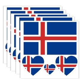 20 PCS Iceland Flag Tattoo,Icelanders Banner Tattoos Decoration Decal, Rectangle Heart Waterproof Sticker for Party Parade