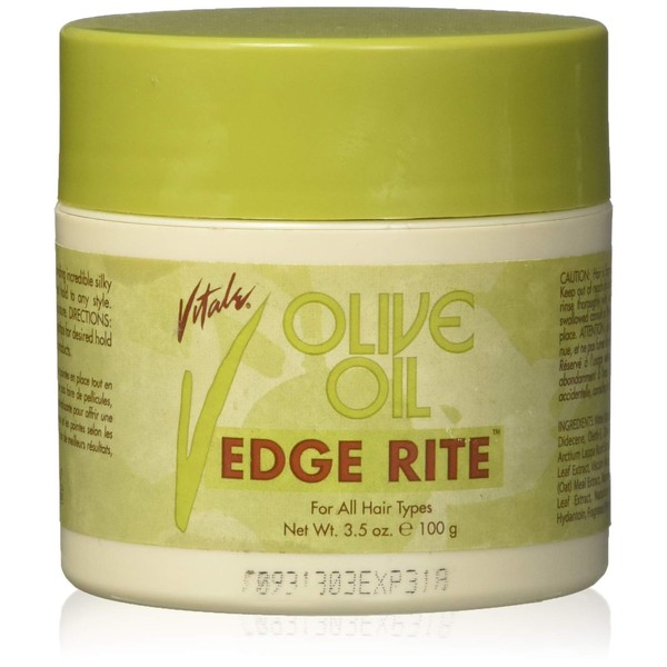 Olive Oil Edge Rite, 3.5 oz - Hair Styling Wax - for All Hair Types - Good On Color Treatment By Vitale