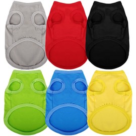 Paiaite 6 Pieces Plain Dog Shirt Sleeveless Puppy Cotton Dog Shirts Breathable Pet Apparel Tank Top Colorful Puppy Sweatshirt Clothes for Small Medium Dogs S