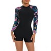 ABOCIW Womens Boyleg Long Sleeve Rashguard Swimsuit Floral Print Athletic