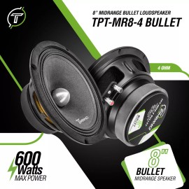 Timpano 2x Timpano TPT-MR8-4 Bullet Pro Audio Midrange Car Speakers 4 Ohm 1200 Watts