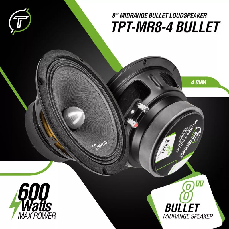Timpano 2x Timpano TPT-MR8-4 Bullet Pro Audio Midrange Car Speakers