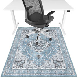 Office Chair Mat for Hardwood Floor & Tile Floor,36"X 48" Heavy Duty Desk Chair Mat for Hard Floors, Under Desk Rug for Rolling Computer Chair,Anti Slip,Low Pile Carpet Floor Protector-Blue