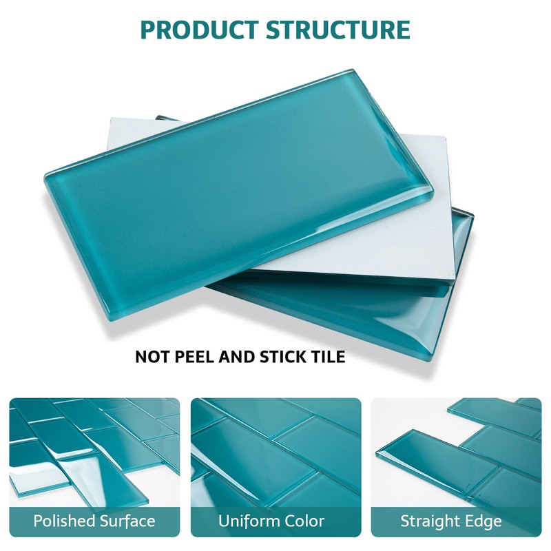 Soulscrafts Glass Tile for Backsplash, Glass Subway Tile 3x6 Inch