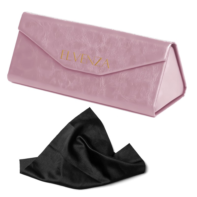 ELVENZA Glasses Case Foldable Sunglasses Case with Cleaning Cloth, Glasses