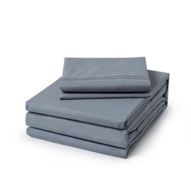 ClevaHome Twin Size Sheet Set - 4 Piece Soft Breathable Luxury Bed Sheet Set - Shrinkage & Fade Resistant Embroidered Bedding Sheet with Deep Pocket, 2 Extra Pillowcases (Twin, Quarry)