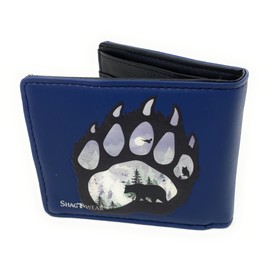 Shag Wear Bear Paw Animal Wallet for Men and Teen Boys with Eagle and Wolf Vegan Faux Leather 4" Navy Blue