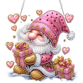 SENQAO Gnome Hanging Diamond Art Painting Kits for Adults Beginners, 5D Special Shape Diamond Art Kits, Valentine's Day Crystal Rhinestones Diamond Gem Art Painting for Home Garden Wall Decor