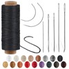 Ftyiwu Black Waxed Thread 32 Yards, Leather Sewing Waxed Thread