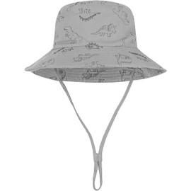 DRESHOW Unisex Baby Toddler Sun Hat Cap Fishing Hat Beach Hat Children Baby Star Summer Hat UV Protection UPF 50+, Grey Dinosaur