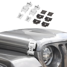 RT-TCZ for Wrangler Hood Latches Catch Kit Compatible with Jeep Wrangler JK JL Gladiator JT White Exterior Accessories 2pcs (3-Stripes)
