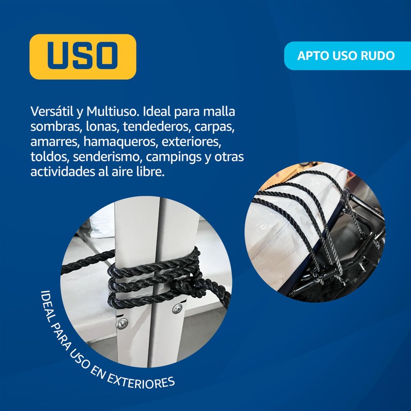 24tarpp Cuerda 8MM 10 MTS SOGA DE Uso RUDO Lazo