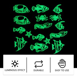 EXCEART 4Sets/ 60pcs Glow in The Dark Fish Stickers 3D Luminous Ocean Fish Wall Decals Stickers Easy to Stick Removable Adhesive Fish Stickers Decals for Kids Bedroom Ceiling Wall Decor