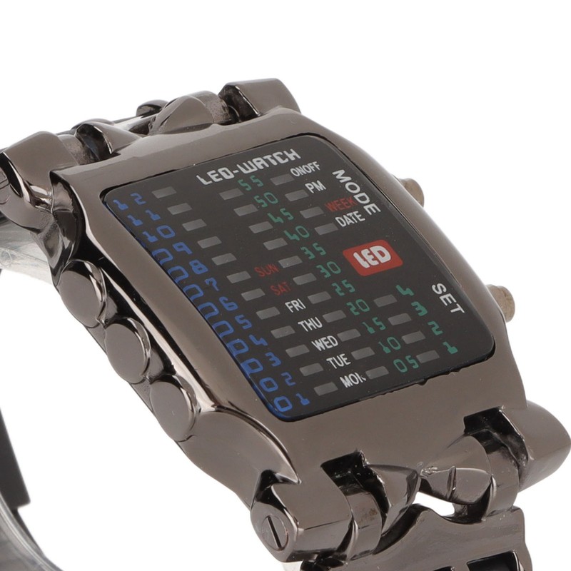 Men's LED Watch Classic Fashion Men's Rectangular Watch with Binary