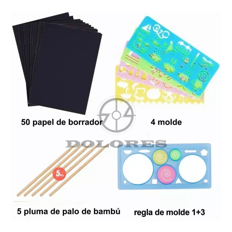 Rainbow Scratch Paper Art Pintura Cinturón Bolígraf Molde 50