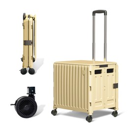 TODAYGO Folding Utility Cart with Wheels: Collapsible Rolling Carte for Teachers Handcart Shopping Trolley Portable Tool Box, All-Terrain Office Cart with Lid Basket Handle & Durable Frame