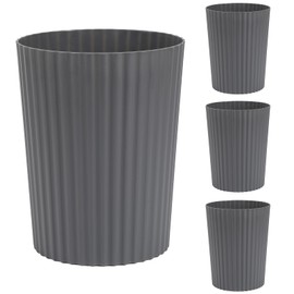 JiatuA Small Trash Can Plastic Wastebasket Round Garbage Container Bin for Bathroom, Kitchen, Bedroom, Home Office, College Dorm, Dark Grey 4 Pack