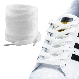 Shoelace 2 Pairs of Flat Shoelaces, 8 mm 100 cm, White Tear-Resistant Replacement Shoe Laces, White