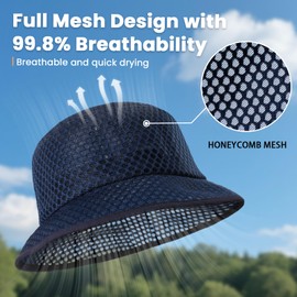 MACOGEAR Mesh Bucket Hat for Women: Summer Hats for Men - Breathable Beach Hat - Cool Safari Hat Gardening Hiking Fishing Hats-Blue
