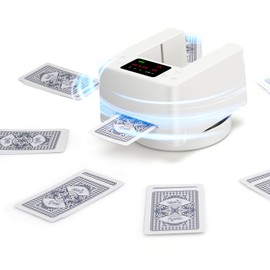 Automatic Card Dealer Machine – 360° Rotating, Fast & Accurate Card Dispenser for Texas Holdem & Blackjack, 1-8 Players, 2 Decks Capacity, Stable & Smooth Operation for Home Games (Warm White)