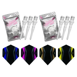 THOR-DARTS L-Style Dart Tips in Double Pack Flights (2 x 50 Pieces + 1 Set Flights) White Lippoint USA 2BA Standard Thread, Plastic Soft Tip Dart Points (Pack of 100) 2BA Thread