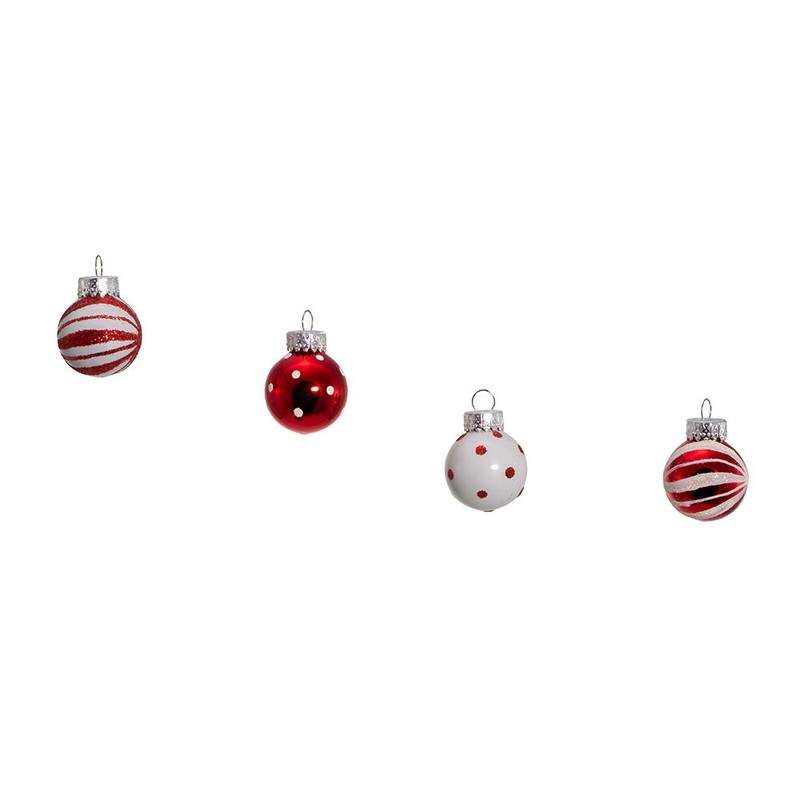 Kurt Adler GG0294 1-Inch Ornament Set, Red, White, for Christmas