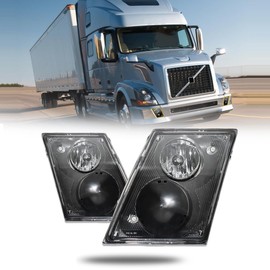 Unitedlu Fog Lights lamps Pair Set Compatible with Volvo VNL Truck 2004-2014 Passenger Right Driver Left Side,Replacement Fog Light Assembly （Black,One Light）