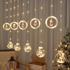 Santa Claus Lantern Christmas Curtain Light with Elastic Feature (lf1145) Free Size / a ten-ringed ring 2ea