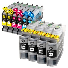 10 XL Printer Cartridges with Latest Expand Compressed Chip for Brother MFC J 245 470 650 870 4410 4510 4610 4710 6520 6720 6920/Brother DCP J 132 152 552 752 4110 XL Version - You Get 4 x Black 2 x Red 2 x Blue 2 x Yellow