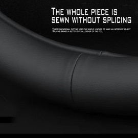 1 Pcs Black Car Steering Wheel Cover, Standard Size 15 Inches D Shape Steering Wheel Cover Universal for Men Women, Suitable for Most Cars, Trucks, Suvs