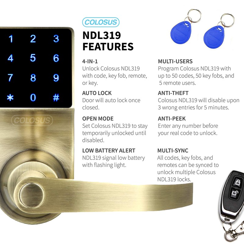 COLOSUS NDL319 Electronic Trusted Digital Keyless Door Lock for Home
