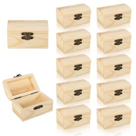 prota Pack of 12 Mini Treasure Chest Treasure Chest Children's Birthday Treasure Chest without Engraving Wooden Box with Lid for Painting and Crafts Birthday DIY