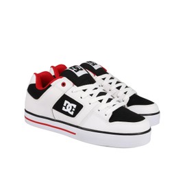 DC Men's Pure Skate Shoe, White/Black/RED, 17