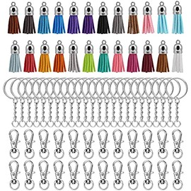 Naler 72pcs Kit de 24 Colores Colgantes de Borla y Llaveros con cadena Correas para Colgar Decoracin de Bricolaje DIY Manualidad                      