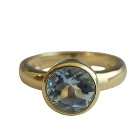 Blautopas vergoldet Sterling Silber Ring - Natürlicher Edelstein - Geburtstagsgeschenk - Weihnachtsgeschenk - Handgefertigte Geschenkideen für Frauen (Größe: US Size 8 / Diameter 18.2)