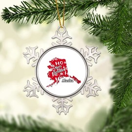 Alsk Stte Snowflake Ornaments, Alsk Stte State Sweet Home,Merry Christmas Metal Ornaments for Christmas Tree New Year Holiday Decor