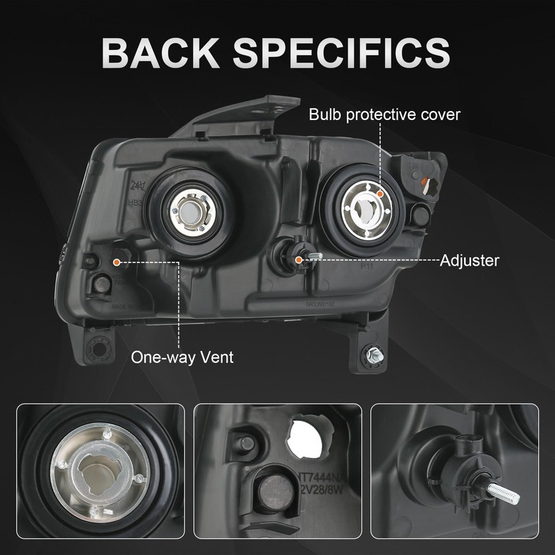 RUIANOMG Headlights Assembly Replacement For Jeep Grand Cherokee 2011 2012