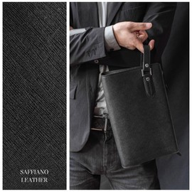 [Dom Teporna] Men's Clutch Bag Large Opening Clutch Bag YKK Zipper Business Formal Occasions Handbag Genuine Leather