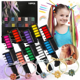 dcas Hair Chalk Comb, DIY Temporary Children's Hair Chalk Comb, Safe Non-Toxic Hair Chalk Comb, Washable Hair Chalk Comb, Reusable Hair Chalk Comb, for Christmas Parties (5 Hair Bobbles)