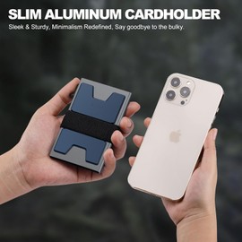 SEMORID Slim Aluminum Card Holder Wallet for Men, Durable Expandable Backplate, RFID Blocking Minimalist Metal Pop Up Wallet, Holds 12+ Cards Plus Cash