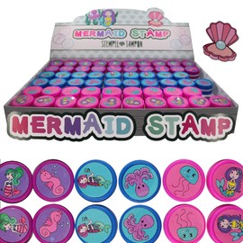 LG - Imports 12x Children's Stamp Mermaid Stamp Party Bag 6 Designs Children's Birthday Tombola