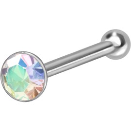 PIERCINGLINE 925 Sterling Silver Nose Piercing | Round Crystal | Piercing Nose Stud | Choice of Colours, Silver, Cubic Zirconia