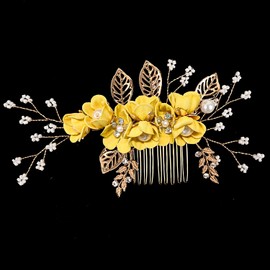 Bridesmaid Hair Accessories Wedding Combs and Flower Hair Pins for Women and Girls Bridal Hair Accessories for Wedding or Prom - Yellow