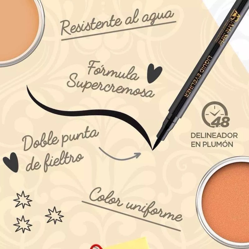 As bassam cosmetics Delineador En Plumón Resistente Al Agua Duración